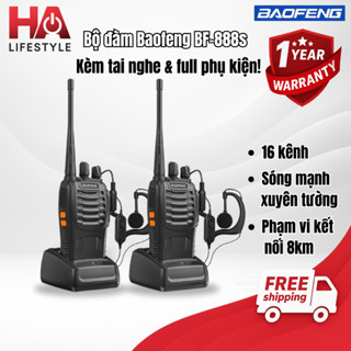  Bộ đàm Baofeng BF-888s 16 kênh sóng kèm tai nghe và phụ kiện cự ly 8km sóng mạnh xuyên tường 