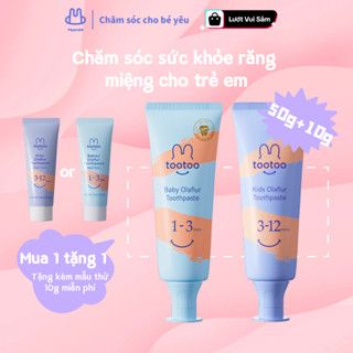 Kem đánh răng cho bé tootoo Babies Kids Olaflur ngừa sâu răng cho trẻ từ 0-12 tuổi hương đào 50g