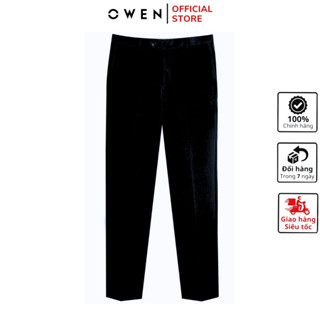 Quần âu nam công sở cao cấp OWEN QRT252552 đồ tây xịn phom regular fit có cạp tăng đơ màu đen chất poly chống nhăn