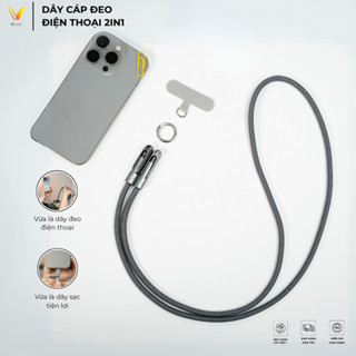 Cáp Sạc Nhanh Kèm Dây Đeo Điện Thoại 2in1 ViGear – Hỗ Trợ Sạc Nhanh C-C 65W, C-L 27W Dành Cho iPhone, Android C02
