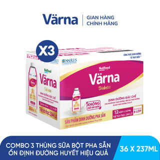 [ LIVESTREAM SE]Combo 3 Thùng 12 hộp sữa bột pha sẵn Varna Diabetes