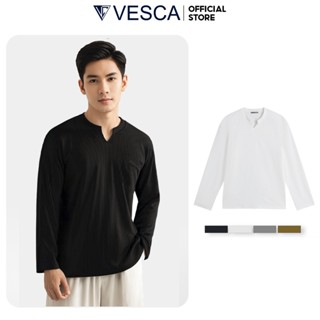 Áo thun tăm nam dài tay cổ V kiểu dáng unisex vải thun gân mềm min cao cấp Vesca N5