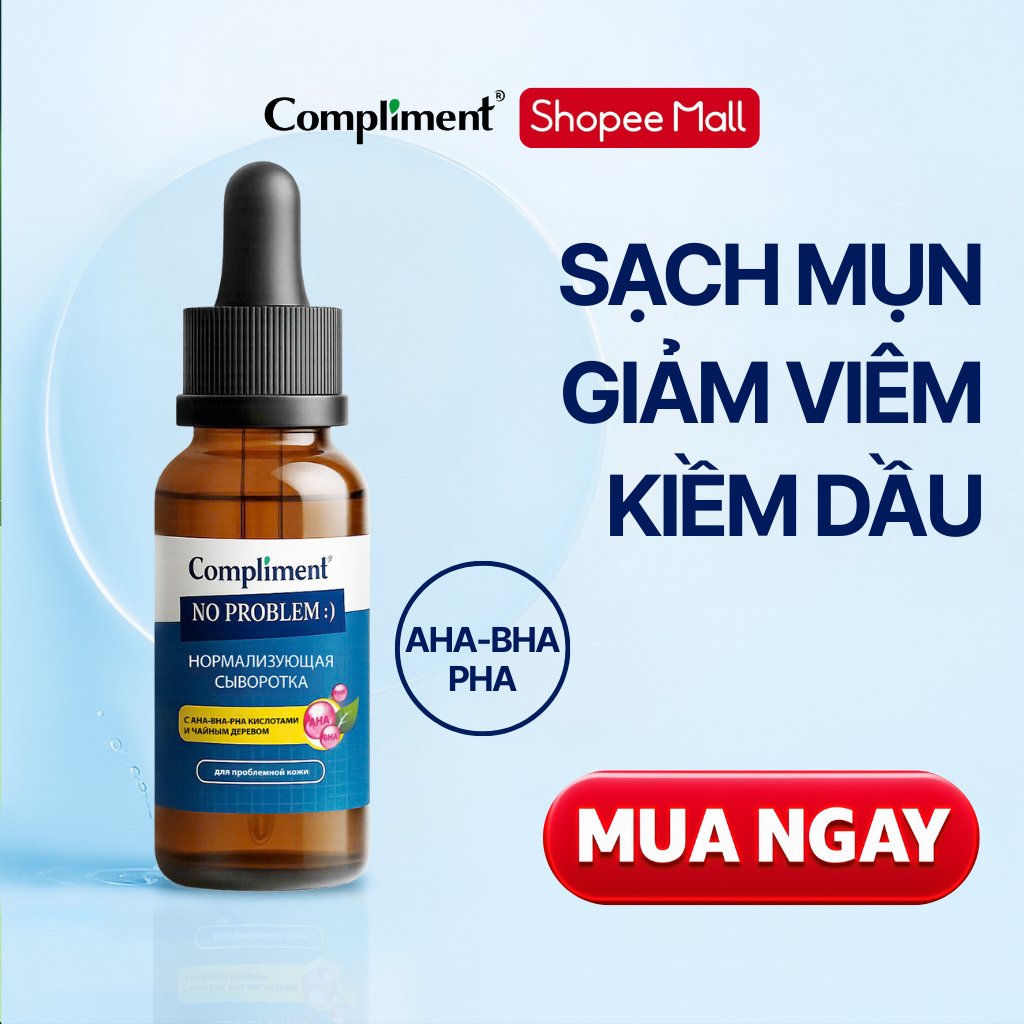Serum Compliment 2% BHA Hyaluronic Acid B5 5% Vitamin C 20% Làm Sạch Da, Giảm Mụn Trắng Da 27ml