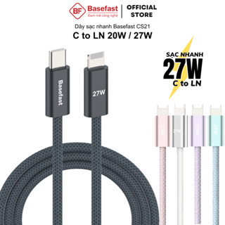Dây sạc nhanh 20W Basefast cho 8 plus xr xsmax 11 12 13 14 pro.. cáp bọc dù siêu bền dài 1m 2m