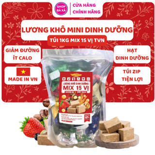   DATE MỚI  Túi 1KG Lương Khô Mini Dinh Dưỡng MIX 15 Vị Tân Việt Nhật Thơm Ngon Giảm Đường Ít Ngọt 