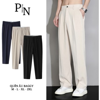 Quần Tây Nam PN STORE Hàn Quốc Form Baggy Dáng Suông Ống Rộng Vải Co Giãn Dày Dặn Màu Đen,Kem - QABG