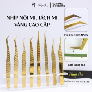  Nhíp nối mi tách mi Caro vàng BAO TEST mũi phủ nhám Nano tạo fan classic nhíp gắp mi giả Thúy Hà 
