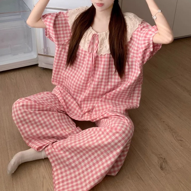 Bộ Đồ Ngủ Nữ Pijama Tay Ngắn Quần Dài Thắt Nơ Dễ Thương BIG SIZE Form Rộng Mặc Nhà Cao Cấp – PONA