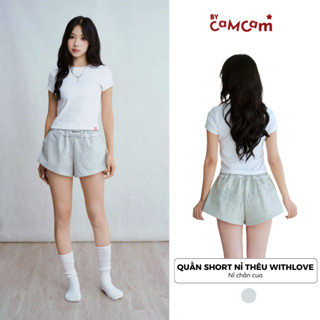 Quần Short Nỉ Chân Cua Phối Cạp Bèo Bycamcam Thêu Withlove Thân Sau QTN282