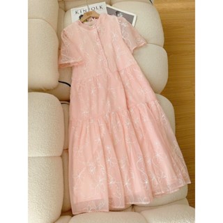 Đầm váy bầu công sở MAMI MS49 thiết kế dáng xòe 3 tầng chất tơ thêu trẻ trung chơi sang trẻ đẹp