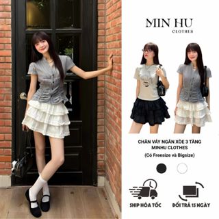  Chân Váy Ngắn Xòe Xếp Tầng Minhu CLothes Chân Váy Bèo Lưng Chun Có Freesize và Bigsize  CV02  