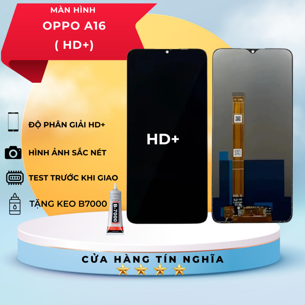MÀN HÌNH OPPO A16 / A16S - ĐEN TẶNG KEO DÁN B7000