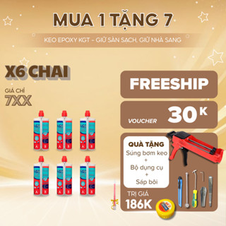 Combo 6 Chai Keo Chà Ron, Chít Mạch Gạch KGT Chống Thấm Chống Nấm Mốc Bền Màu 18 Màu - Kèm Vòi Trộn
