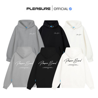   Không Xù Lông  Áo Hoodie PLEASURE Signature Thêu Nổi 03 Boxy Form Châu Âu Dáng Rộng Unisex Nam Nữ Local Brand 