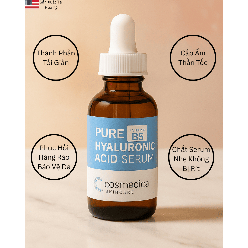 Serum dưỡng ẩm sâu Hyaluronic Acid Vitamin B5 Cosmedica Skincare