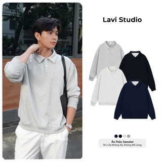  Áo Polo Sweater Trơn Nỉ 2 Da Cotton Premium Local Brand Lavi Studio Unisex Nam Nữ 