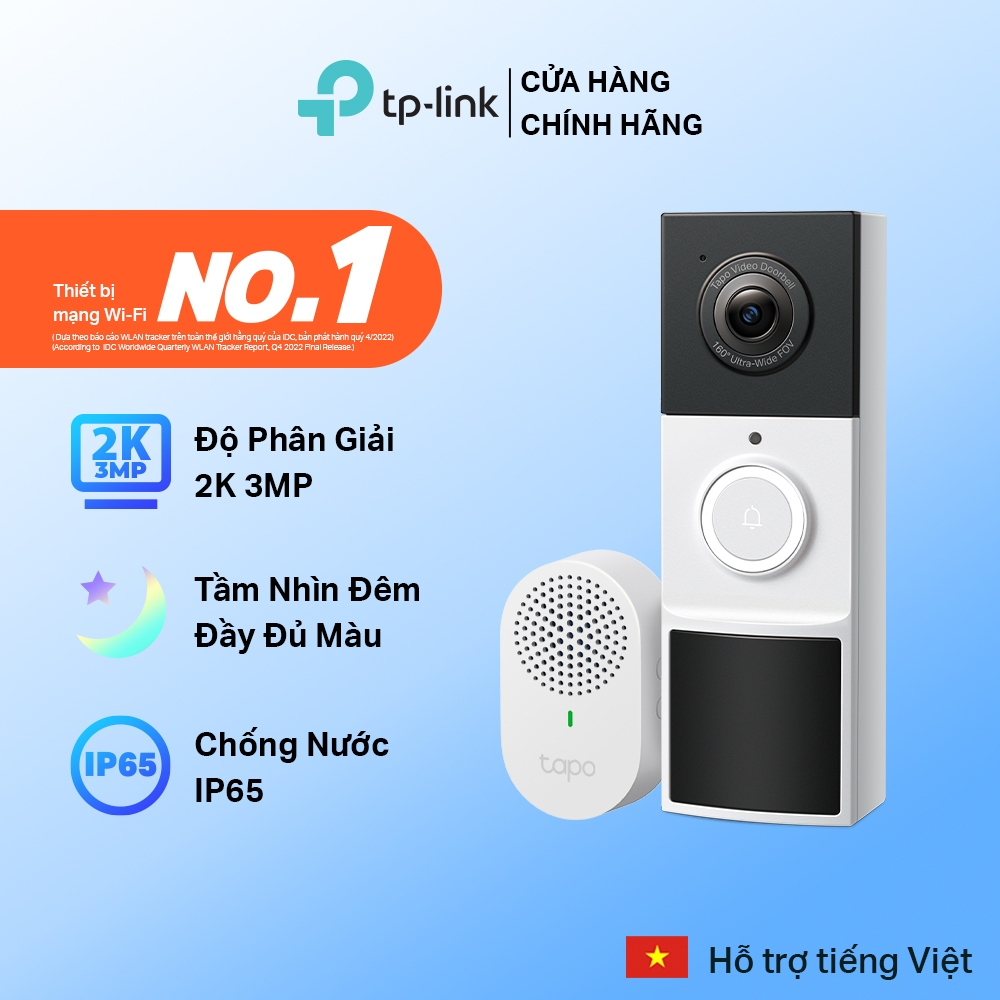 [Mẫu Mới TP-Link] Chuông Cửa Thông Minh Tích Hợp Camera TP-Link Tapo D210 / D205  | Đàm Thoại 2 Chiề