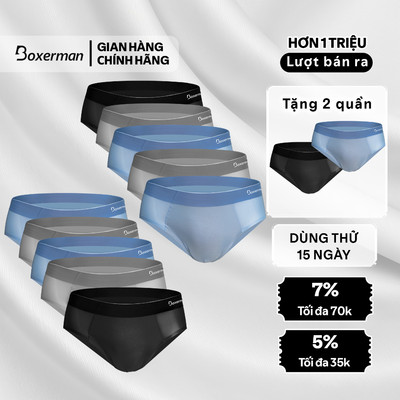 Combo 10 quần sịp tam giác SLIP, quần lót thun lạnh cao cấp BOXERMAN (mua 10 tặng 2)