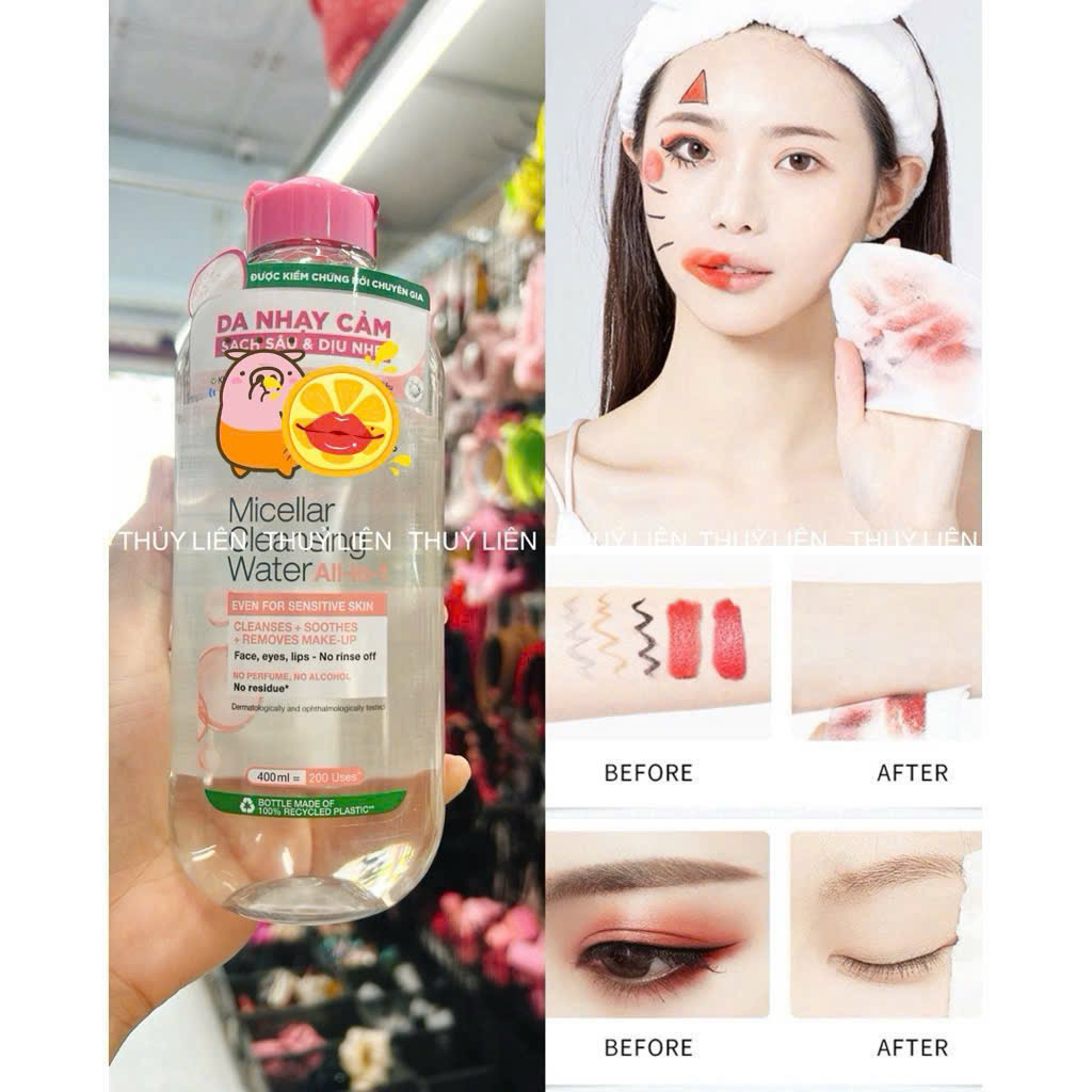 Combo Nước  tẩy  trang giúp sạch lớp  makeup size 400ml ( hàng loại 1)