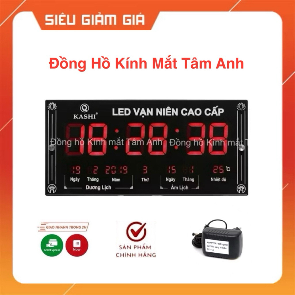 Đồng hồ  led vạn niên kashi hm555, hàng chính hãng cao cấp chuẩn lịch âm
