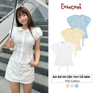  Áo Sơ Mi Cổ Sen Phối Ren Ember Shirt Bycamcam Tay Bí Trong Trẻo Mùa Hè AMN016 