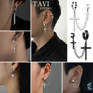 Khuyên Tai Nam Dây Xích Dài 2T Bông Tai Titan Phong Cách Idol Hàn Quốc Kiểu Kẹp Cá Tính Tavi Studio (1 chiếc)
