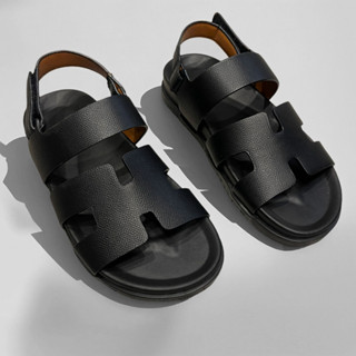 Dép HM quai hậu nam quai da đế cao su êm mềm - dép nam hottrend đế cao 3cm