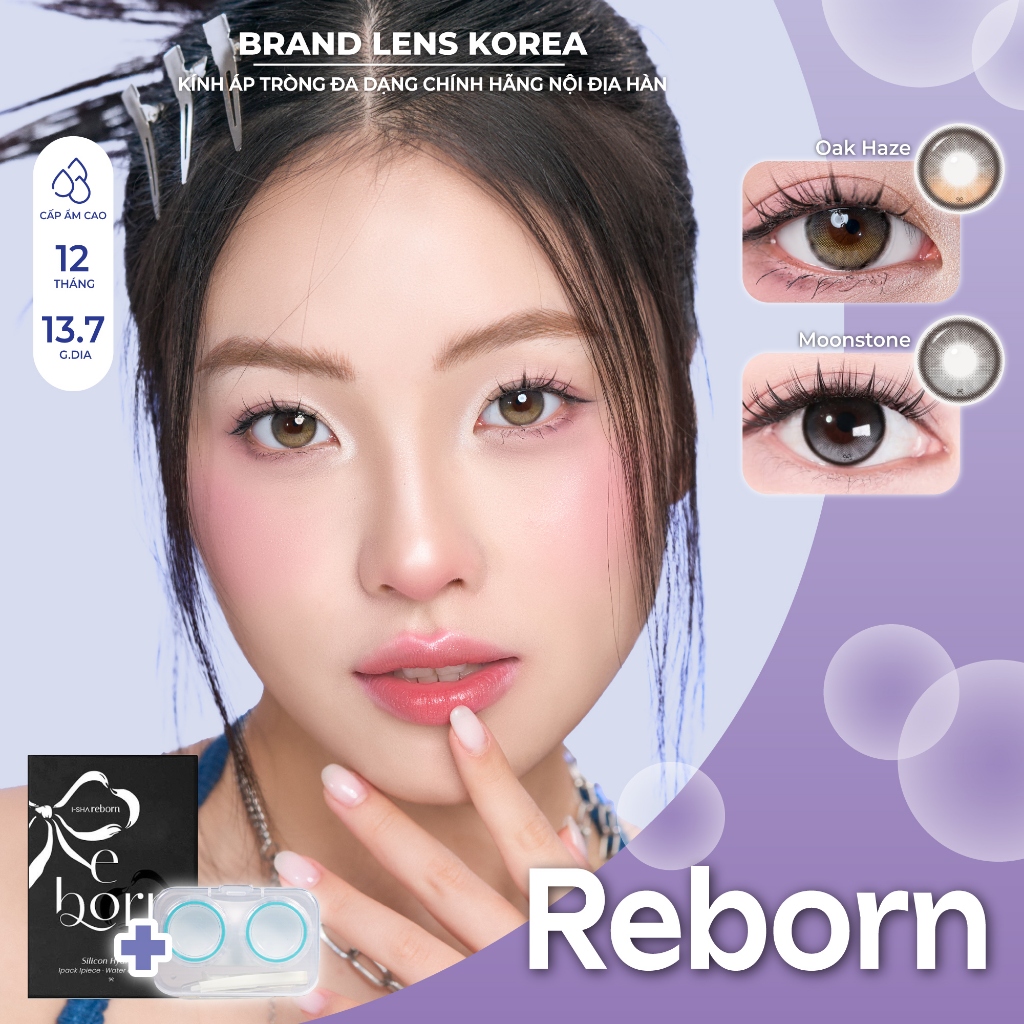 Kính áp tròng cận 1 năm BRANDLENSKOREA ISHA REBORN lens nâu hàn quốc tự nhiên có viền highlight 2 dả