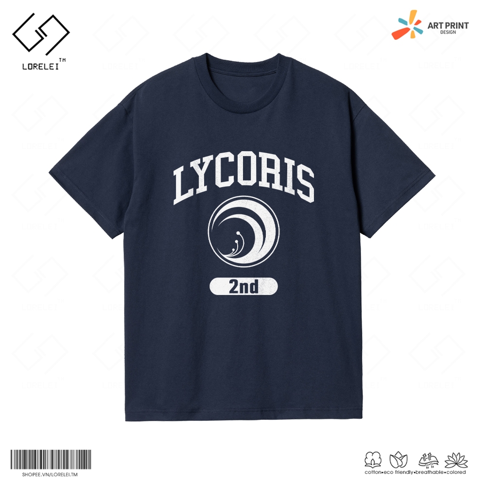 Áo thun Unisex Lycoris Recoil Lycoris 2nd College Cotton 100% ngắn tay