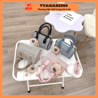  Túi xách nữ dáng trống mini cầm tay đeo chéo đẹp tặng kèm móc gấu siêu xinh đi chơi thời trang hàn quốc dễ thương DC32 