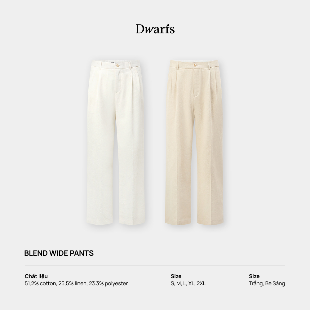 Quần vải dáng suông rộng có xếp ly DWARFS Blend wide pants