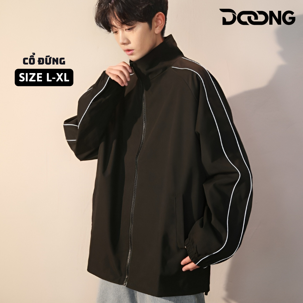 Áo Khoác Dù CHẠY SỌC TAY Unisex Nam Nữ Chất Dù 2 Lớp Mát KD05, Áo Khoác Bomber DOONG Cổ Đứng Form Rộ
