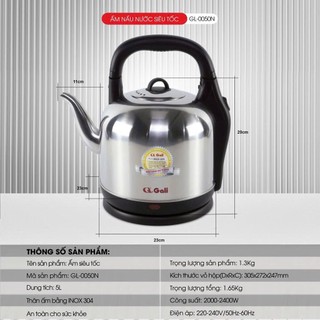 Bình đun siêu tốc Gali GL-0050N 5 Lít - Ấm Inox 304 II Panafresh OP-47A 4,7L II ORKIN OR5L I OR6L 6L