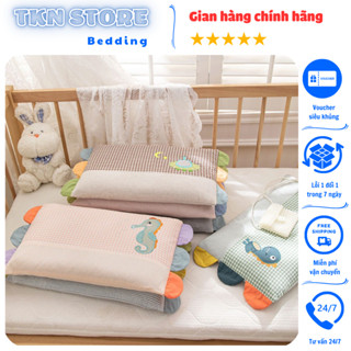 Gối trẻ em chất liệu cotton siêu mềm mại thoáng mát thấm hút mồ hôi, Gối cho bé đi học mầm non size 30x50cm nhiều mẫu