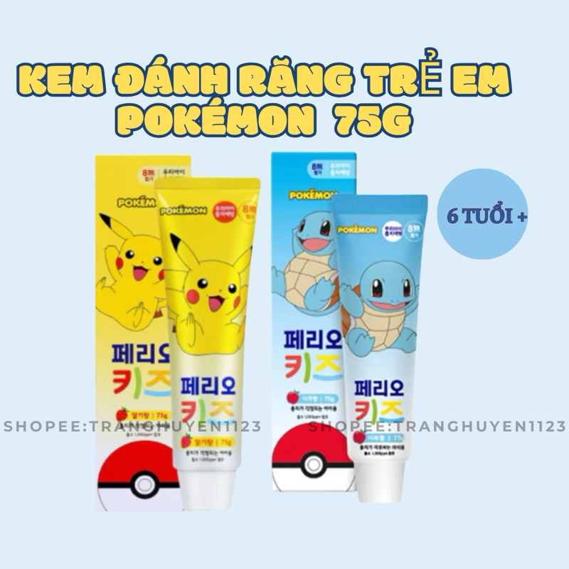 Kem Đánh Răng Cho Bé PERIOE KIDS POKEMON Hương Dâu 75G ( 6 tuổi trở lên) [Chính Hãng Hàn Quốc]