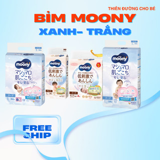  Bỉm tã quần dán moony xanh trắng  full size dán quần NB90 S84 M56 L54 XL38 XXL26 