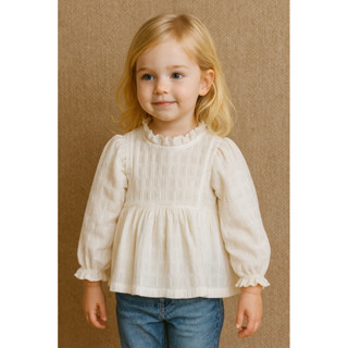 Áo trắng kem babydoll bé gái