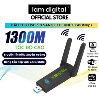  Bộ Thu Sóng Wifi 2.4G và 5G USB Thu Nhận Wifi Không Dây Tốc Độ Cao 1300 Mbps Cho PC Laptop 