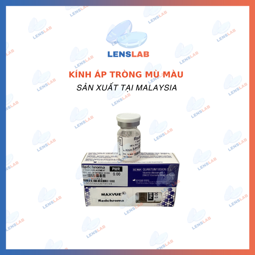 Kính Áp Tròng Mù Màu Đỏ và Xanh Maxvue