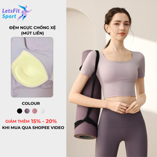 Áo Tập Gym Yoga Nữ Chống Xệ Có Mút Ngực LETSFIT SPORT L02AT2 Áo Gym Nữ Mút Liền Co Dãn Thoáng Khí