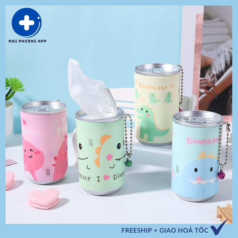 [ Sỉ 5 Lon Khăn Ướt ] Khăn Giấy Ướt Mini Dạng Lon 30 Tờ/ 1 Lon Kèm Móc Treo Xinh Xắn Tiện Dụng