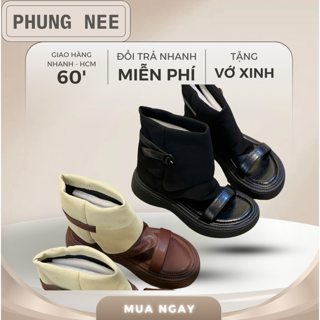 Dép sandal nữ boot cổ vải thời trang cao cấp – Sandal cổ cao phong cách Hàn Quốc
