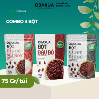 OBAXUA Combo 3 Túi Bột Thiên Nhiên 75g – Đậu Đỏ, Cám Gạo, Cà Phê