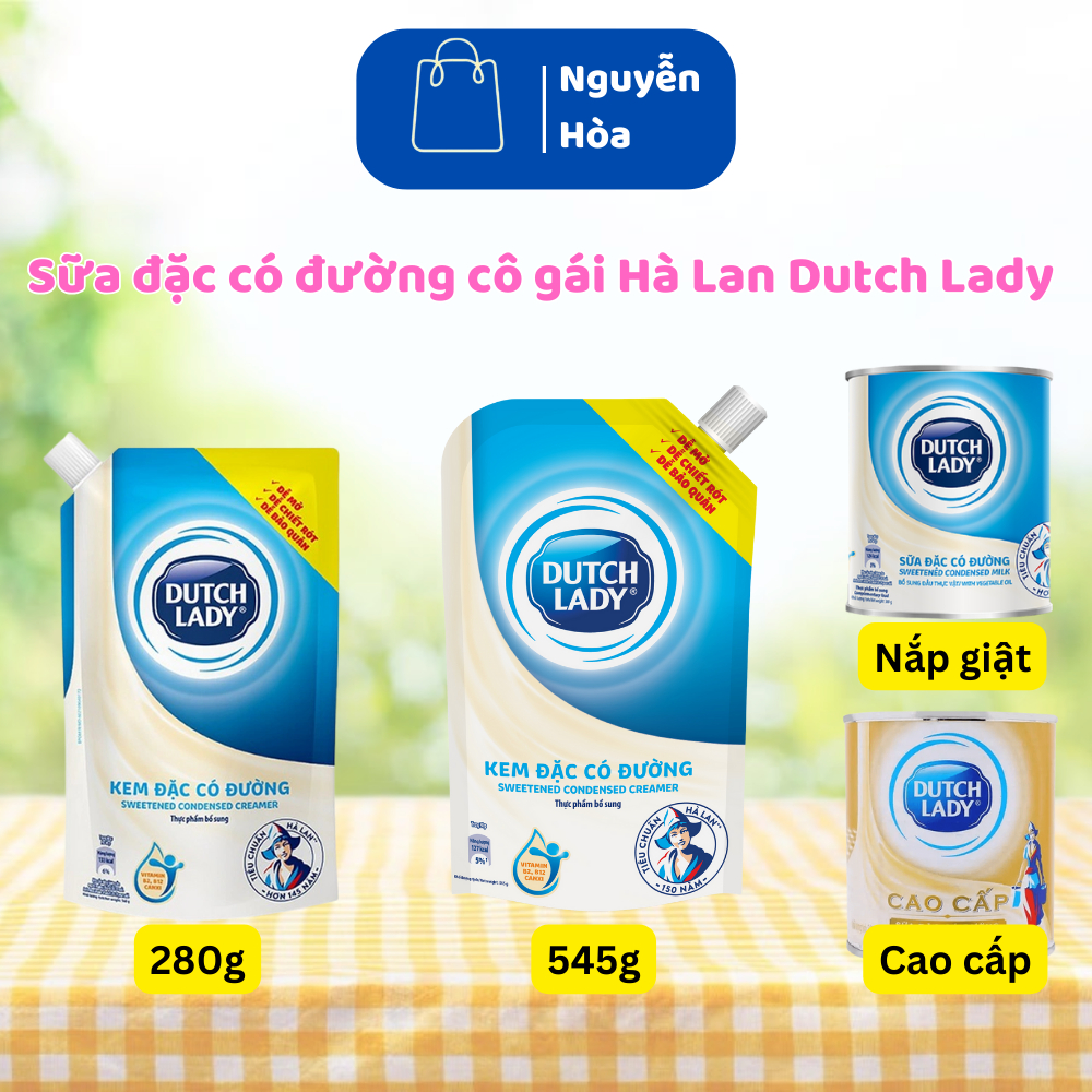 Sữa Đặc Có Đường Cô Gái Hà Lan Dutch Lady Hộp Giấy 280g, 545g và Hộp Thiếc 380g - Sữa Đặc Dutch Lady
