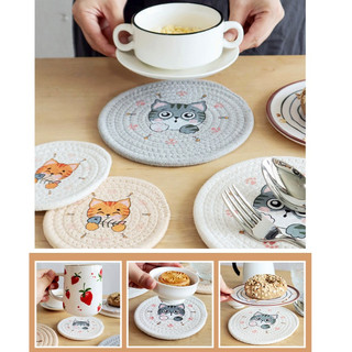 Đế Lót Ly, Miếng Lót Cốc, Tấm Lót Nồi Chất Liệu Vải Bông Siêu Thấm Nước hình động vật