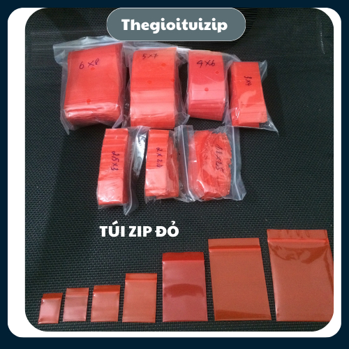 Gói 100c túi zip màu đỏ, zip đỏ đựng đồ nhỏ tiện dụng chọn size vietbuy