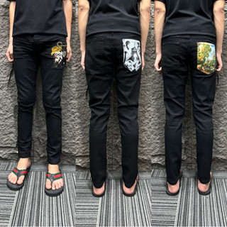 Quần jean nam đen trơn túi hoạ tiết Đê Vờ Gờ ,form dáng skinny ôm boy phố ( được ktra hàng)