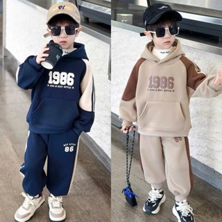  Quần áo bé trai bộ thu đông bé trai năm 2025 cho bé trai 18-47kg từ 4-15 tuổi mẫu bộ Hoodie 1986- chất nỉ bông cao cấp 
