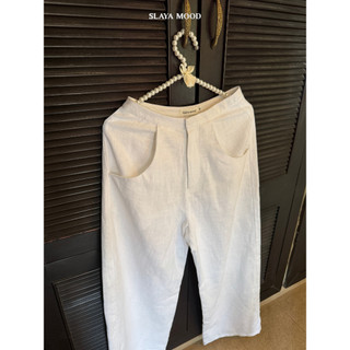  Quần Trắng Linen Tưng Premium Ống Suông Rộng - Lily Linen Pants - SLAYA MOOD 