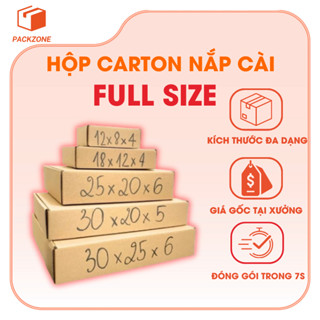 Combo 10 Hộp Carton Nắp Cài Full Size Đủ Kích Thước – Bền Chắc – Giá Gốc Tận Xưởng Packzone